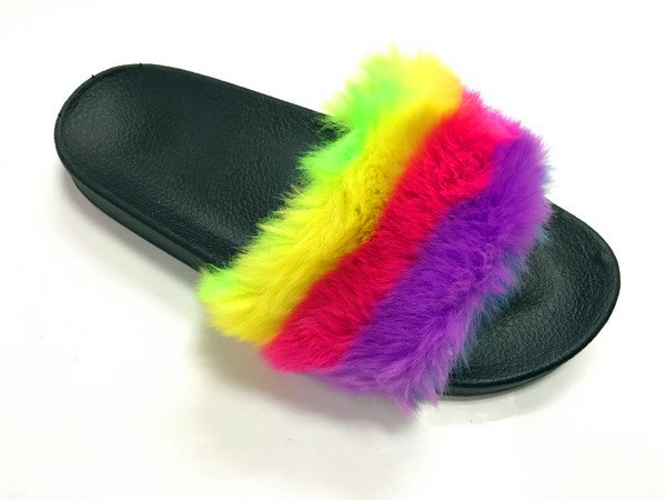 PCU outsole with colorful fur upper new slippers